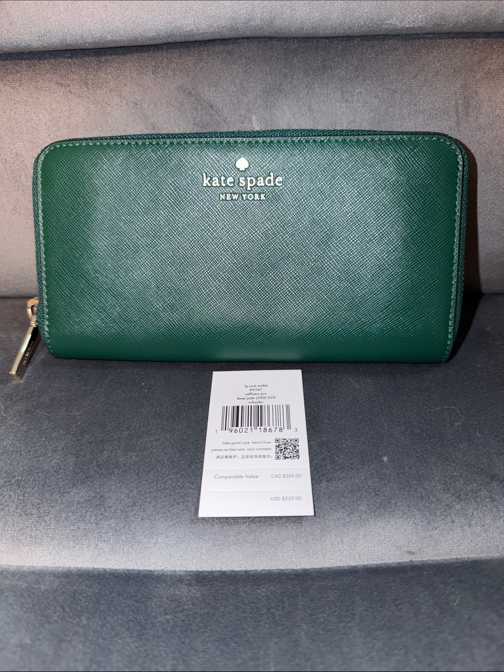 Kate Spade New York Jade Green Saffiano Zip-Around Wallet